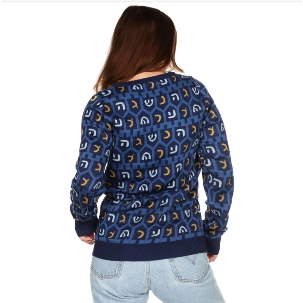 Tipsy Elves Blue and Gold Crew Neck Sweater